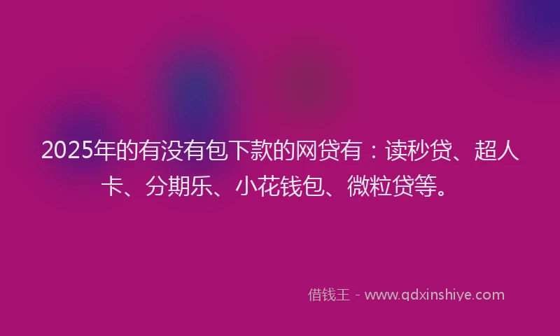 2025年的有没有包下款的网贷有：读秒贷、超人卡、分期乐、小花钱包、微粒贷等。