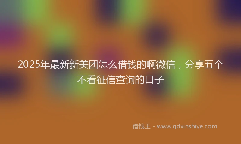 2025年最新新美团怎么借钱的啊微信，分享五个不看征信查询的口子