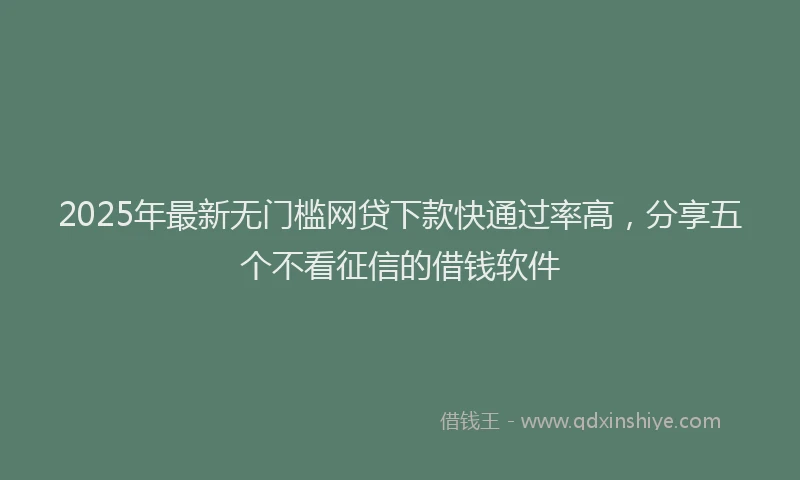 2025年最新无门槛网贷下款快通过率高，分享五个不看征信的借钱软件