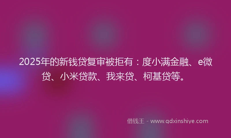 2025年的新钱贷复审被拒有：度小满金融、e微贷、小米贷款、我来贷、柯基贷等。
