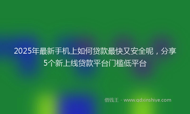 2025年最新手机上如何贷款最快又安全呢，分享5个新上线贷款平台门槛低平台