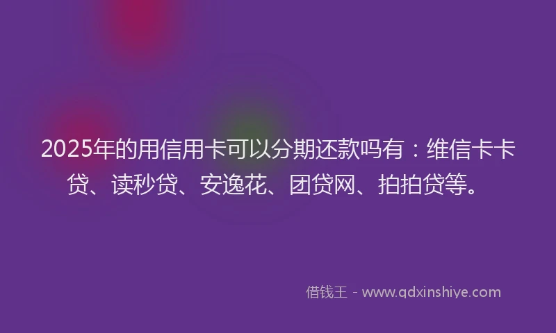 2025年的用信用卡可以分期还款吗有：维信卡卡贷、读秒贷、安逸花、团贷网、拍拍贷等。