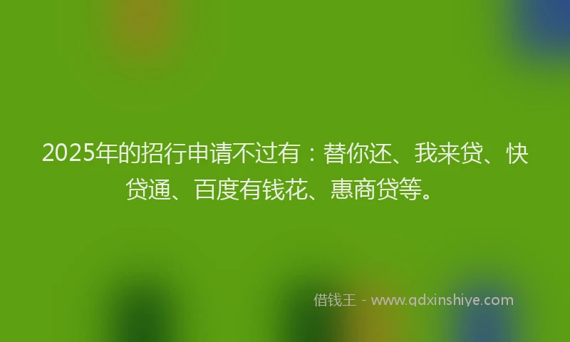 2025年的招行申请不过有：替你还、我来贷、快贷通、百度有钱花、惠商贷等。