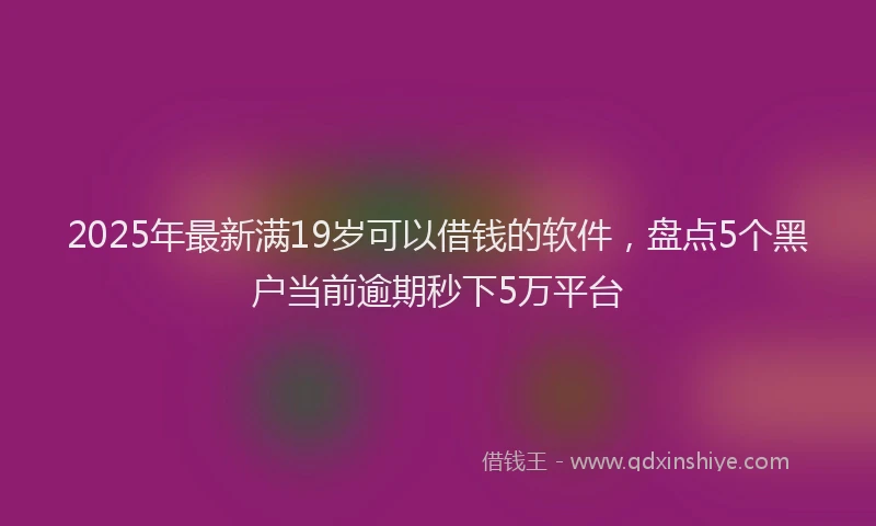 2025年最新满19岁可以借钱的软件，盘点5个黑户当前逾期秒下5万平台