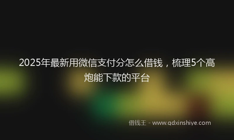 2025年最新用微信支付分怎么借钱，梳理5个高炮能下款的平台