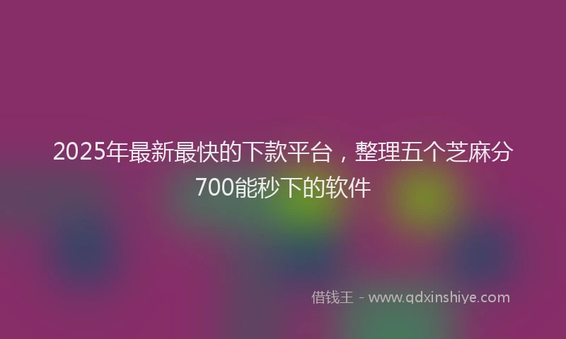 2025年最新最快的下款平台，整理五个芝麻分700能秒下的软件