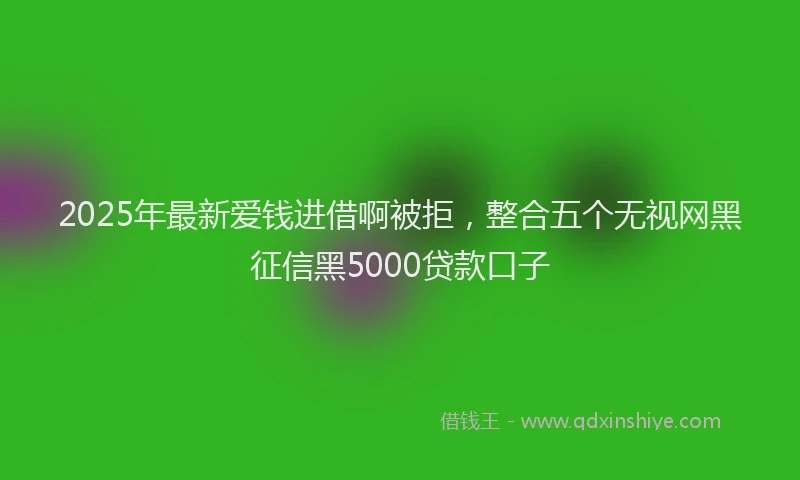 2025年最新爱钱进借啊被拒，整合五个无视网黑征信黑5000贷款口子