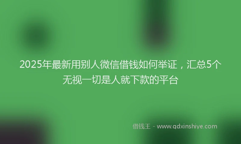 2025年最新用别人微信借钱如何举证，汇总5个无视一切是人就下款的平台