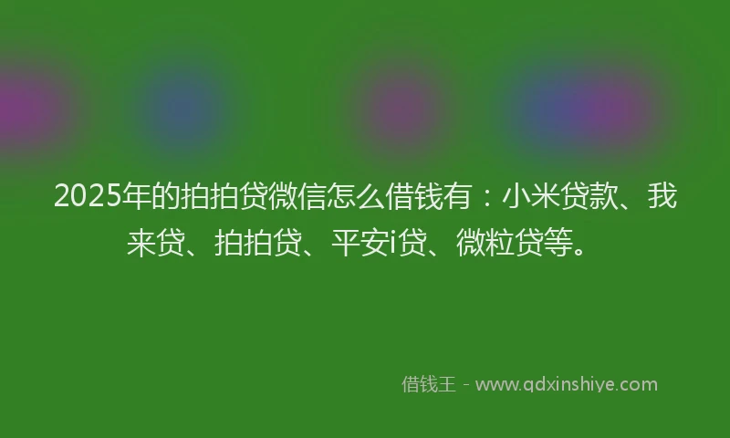 2025年的拍拍贷微信怎么借钱有：小米贷款、我来贷、拍拍贷、平安i贷、微粒贷等。