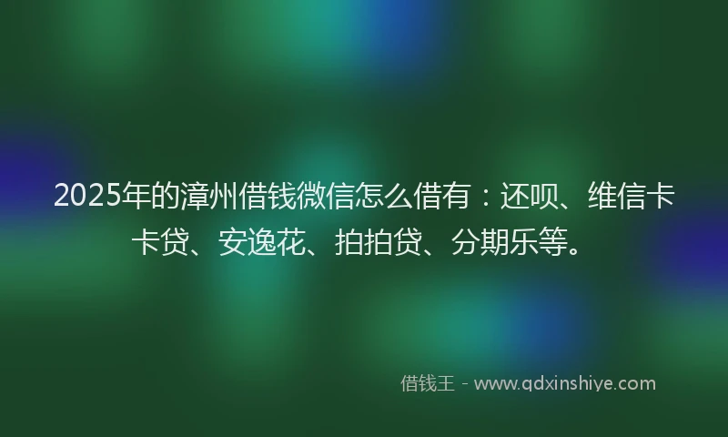 2025年的漳州借钱微信怎么借有：还呗、维信卡卡贷、安逸花、拍拍贷、分期乐等。