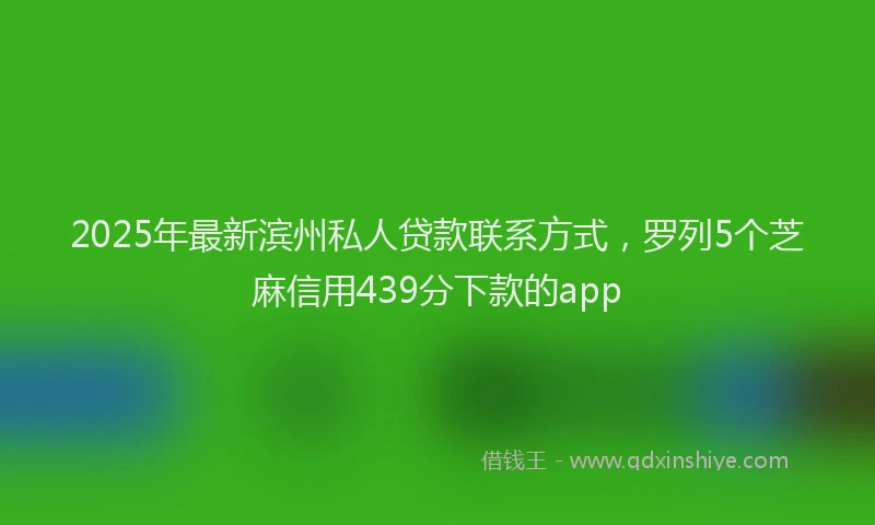 2025年最新滨州私人贷款联系方式，罗列5个芝麻信用439分下款的app