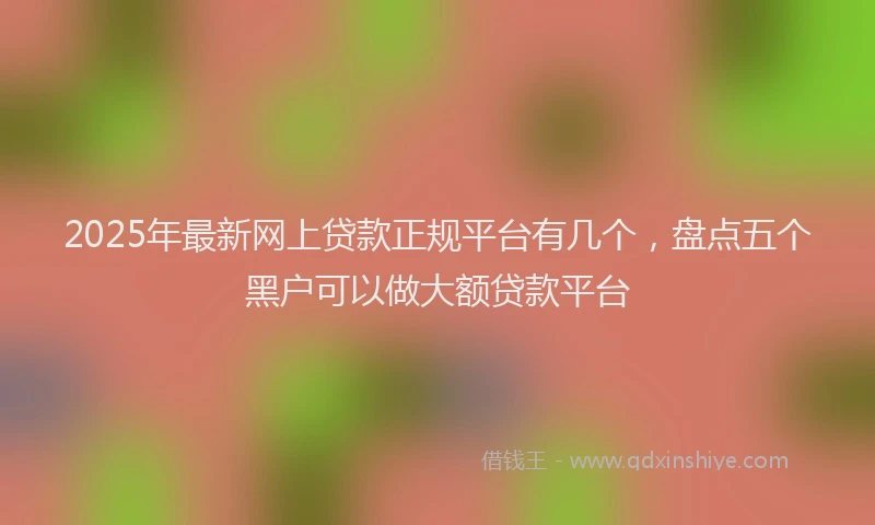 2025年最新网上贷款正规平台有几个，盘点五个黑户可以做大额贷款平台