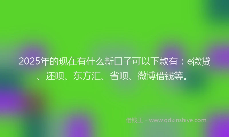2025年的现在有什么新口子可以下款有：e微贷、还呗、东方汇、省呗、微博借钱等。