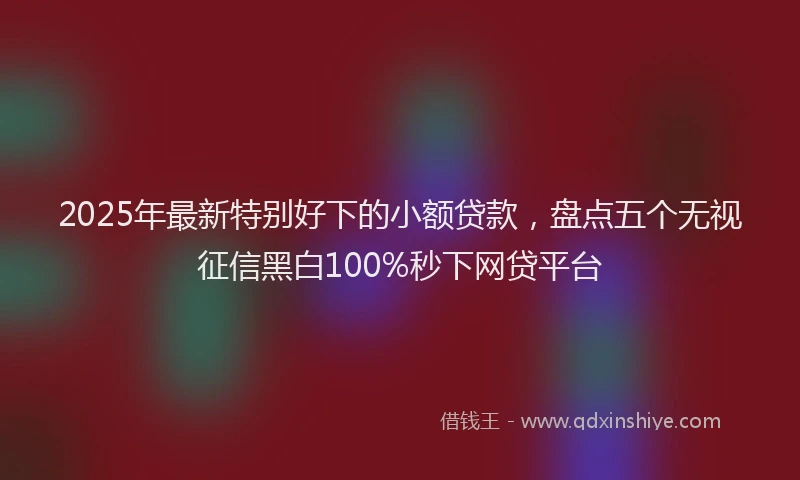 2025年最新特别好下的小额贷款，盘点五个无视征信黑白100%秒下网贷平台