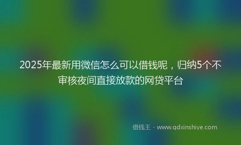 2025年最新用微信怎么可以借钱呢，归纳5个不审核夜间直接放款的网贷平台