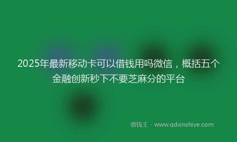2025年最新移动卡可以借钱用吗微信，概括五个金融创新秒下不要芝麻分的平台