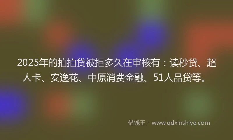 2025年的拍拍贷被拒多久在审核有:读秒贷、超人卡、安逸花、中原消费金融、51人品贷等。