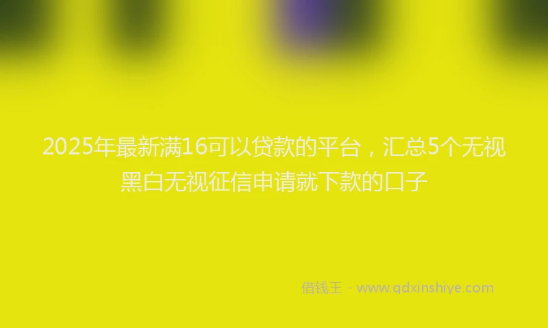 2025年最新满16可以贷款的平台，汇总5个无视黑白无视征信申请就下款的口子