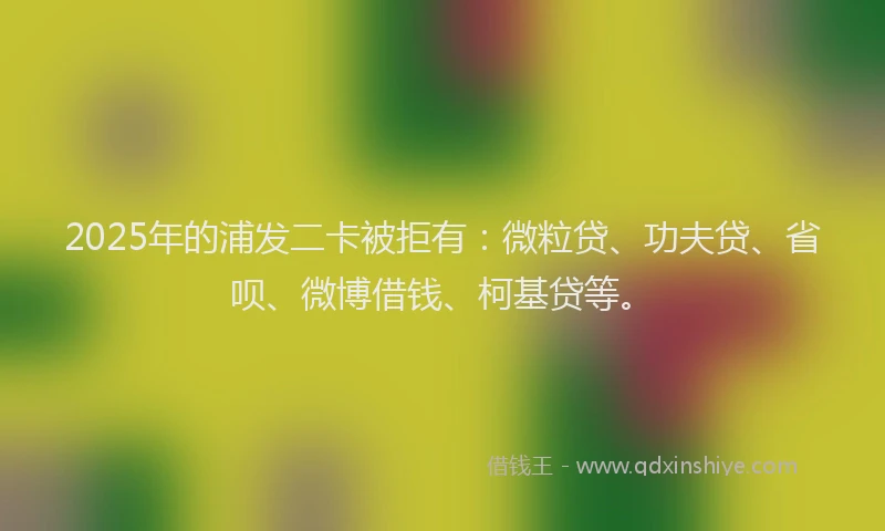 2025年的浦发二卡被拒有：微粒贷、功夫贷、省呗、微博借钱、柯基贷等。