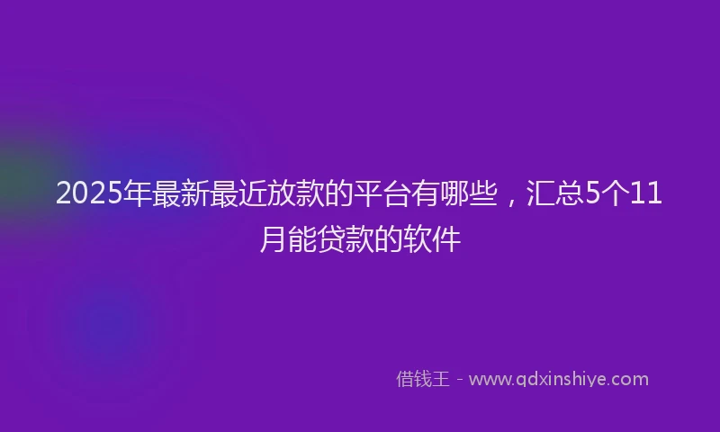 2025年最新最近放款的平台有哪些，汇总5个11月能贷款的软件