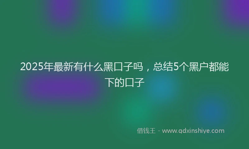 2025年最新有什么黑口子吗，总结5个黑户都能下的口子