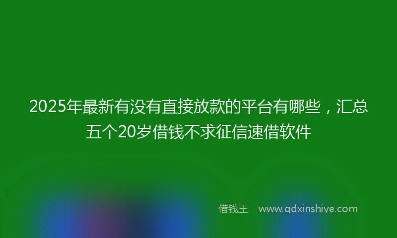 2025年最新有没有直接放款的平台有哪些，汇总五个20岁借钱不求征信速借软件
