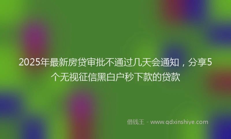 2025年最新房贷审批不通过几天会通知，分享5个无视征信黑白户秒下款的贷款