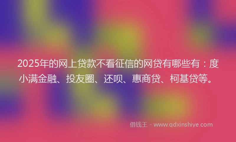 2025年的网上贷款不看征信的网贷有哪些有：度小满金融、投友圈、还呗、惠商贷、柯基贷等。