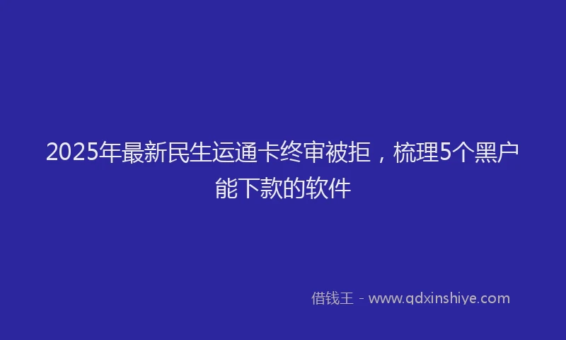 2025年最新民生运通卡终审被拒，梳理5个黑户能下款的软件