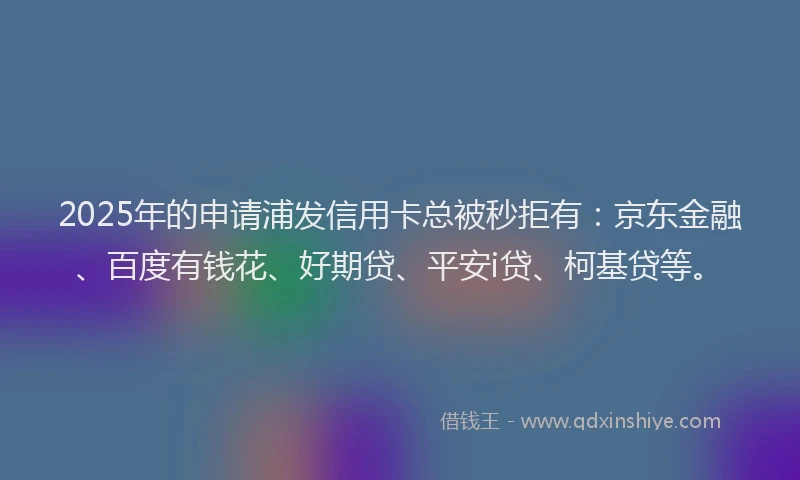 2025年的申请浦发信用卡总被秒拒有：京东金融、百度有钱花、好期贷、平安i贷、柯基贷等。