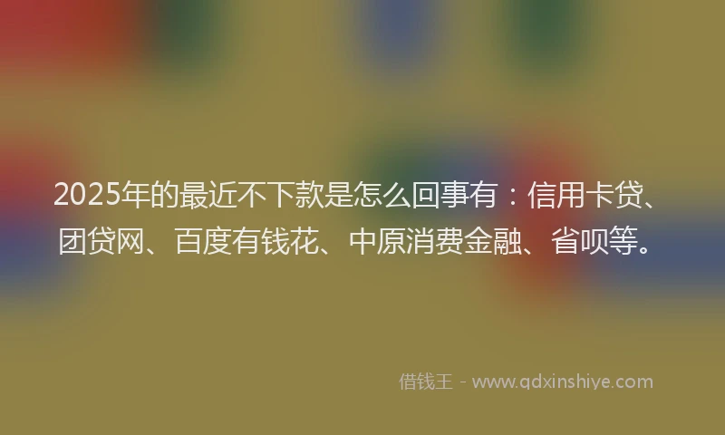 2025年的最近不下款是怎么回事有：信用卡贷、团贷网、百度有钱花、中原消费金融、省呗等。