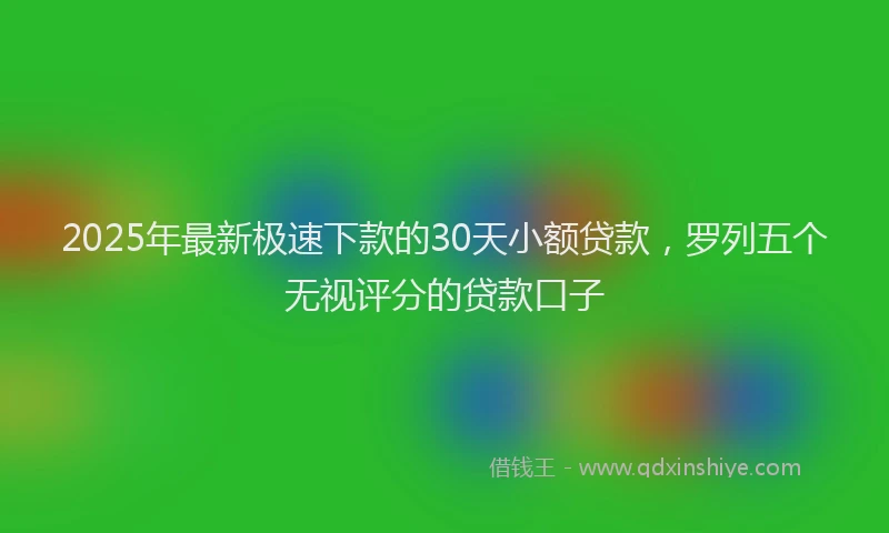 2025年最新极速下款的30天小额贷款，罗列五个无视评分的贷款口子