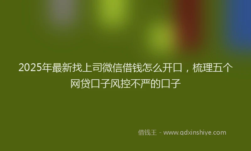 2025年最新找上司微信借钱怎么开口，梳理五个网贷口子风控不严的口子