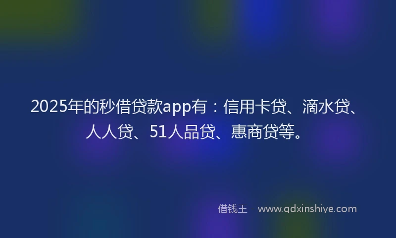 2025年的秒借贷款app有：信用卡贷、滴水贷、人人贷、51人品贷、惠商贷等。