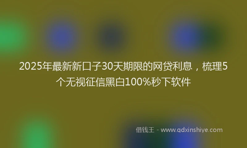 2025年最新新口子30天期限的网贷利息，梳理5个无视征信黑白100%秒下软件