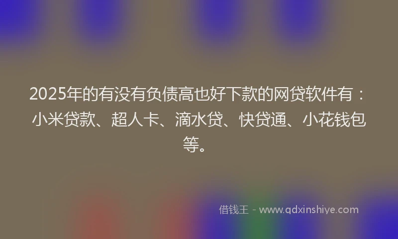 2025年的有没有负债高也好下款的网贷软件有：小米贷款、超人卡、滴水贷、快贷通、小花钱包等。