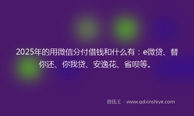 2025年的用微信分付借钱和什么有：e微贷、替你还、你我贷、安逸花、省呗等。