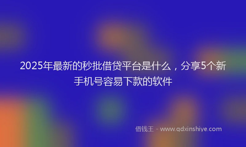 2025年最新的秒批借贷平台是什么，分享5个新手机号容易下款的软件
