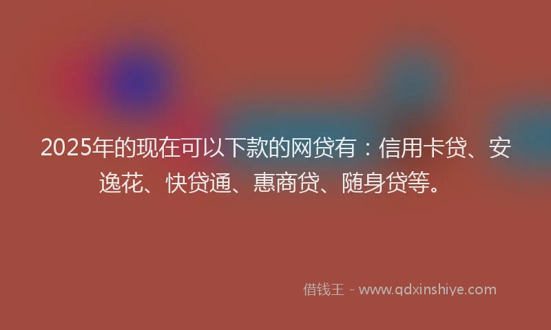 2025年的现在可以下款的网贷有：信用卡贷、安逸花、快贷通、惠商贷、随身贷等。
