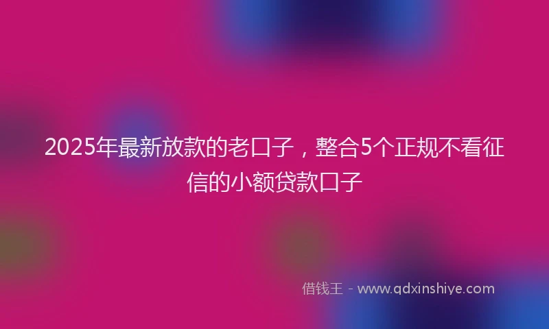 2025年最新放款的老口子，整合5个正规不看征信的小额贷款口子