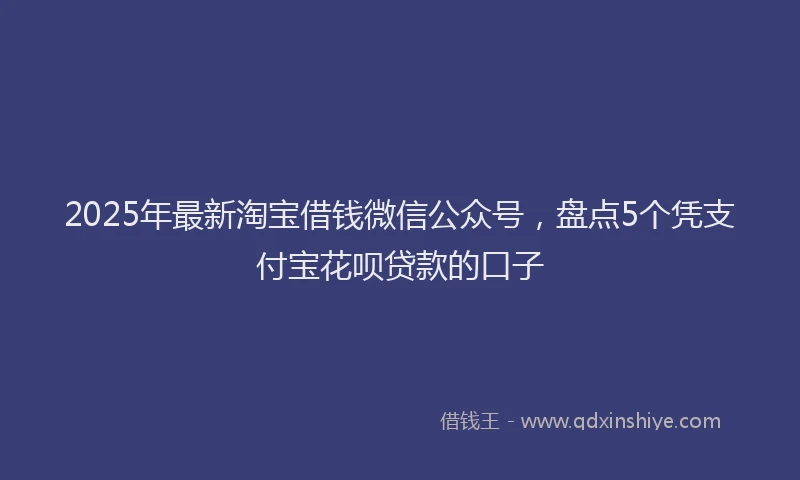 2025年最新淘宝借钱微信公众号，盘点5个凭支付宝花呗贷款的口子