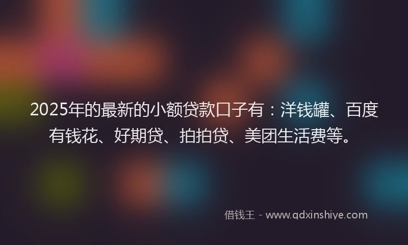 2025年的最新的小额贷款口子有：洋钱罐、百度有钱花、好期贷、拍拍贷、美团生活费等。