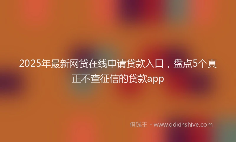 2025年最新网贷在线申请贷款入口，盘点5个真正不查征信的贷款app