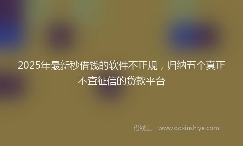 2025年最新秒借钱的软件不正规，归纳五个真正不查征信的贷款平台