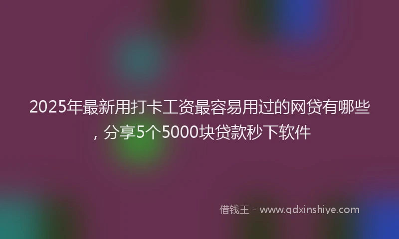 2025年最新用打卡工资最容易用过的网贷有哪些，分享5个5000块贷款秒下软件
