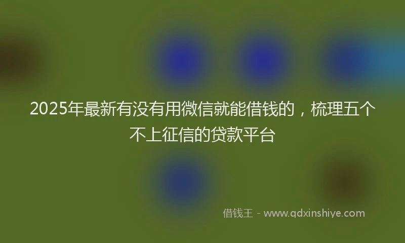 2025年最新有没有用微信就能借钱的，梳理五个不上征信的贷款平台