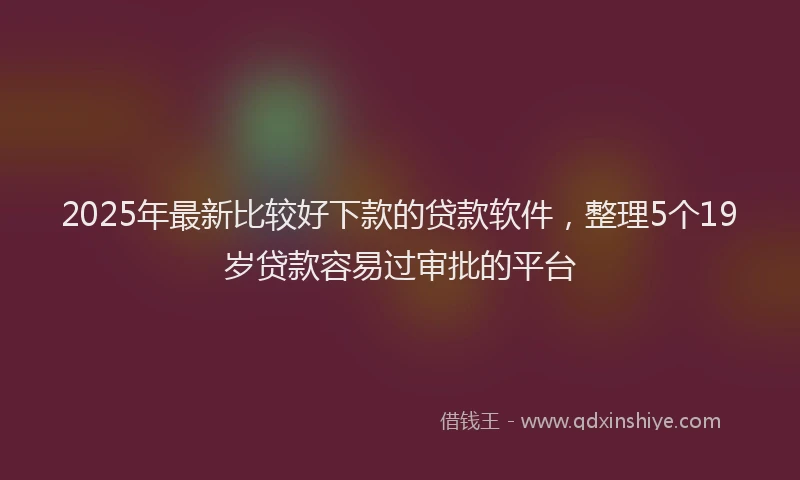 2025年最新比较好下款的贷款软件，整理5个19岁贷款容易过审批的平台