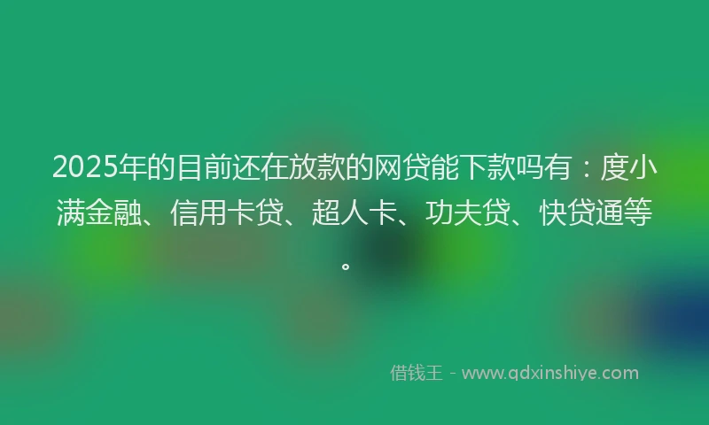 2025年的目前还在放款的网贷能下款吗有：度小满金融、信用卡贷、超人卡、功夫贷、快贷通等。
