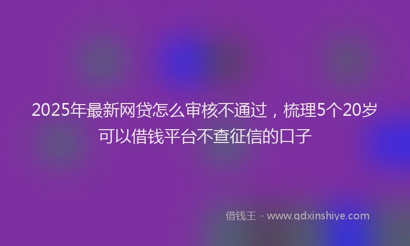 2025年最新网贷怎么审核不通过，梳理5个20岁可以借钱平台不查征信的口子