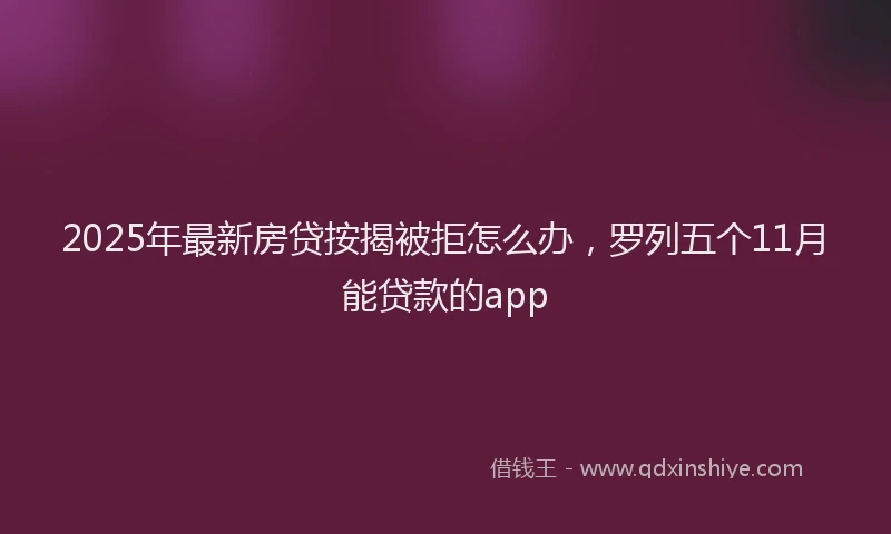 2025年最新房贷按揭被拒怎么办，罗列五个11月能贷款的app